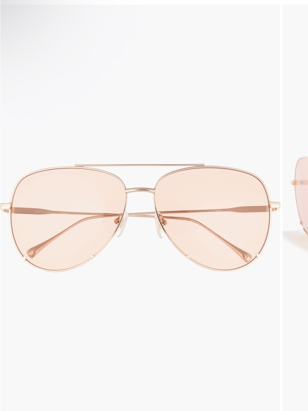 Diff Eyewear 63mm Scarlett oversized Rose Gold peach Aviator Sunglasses